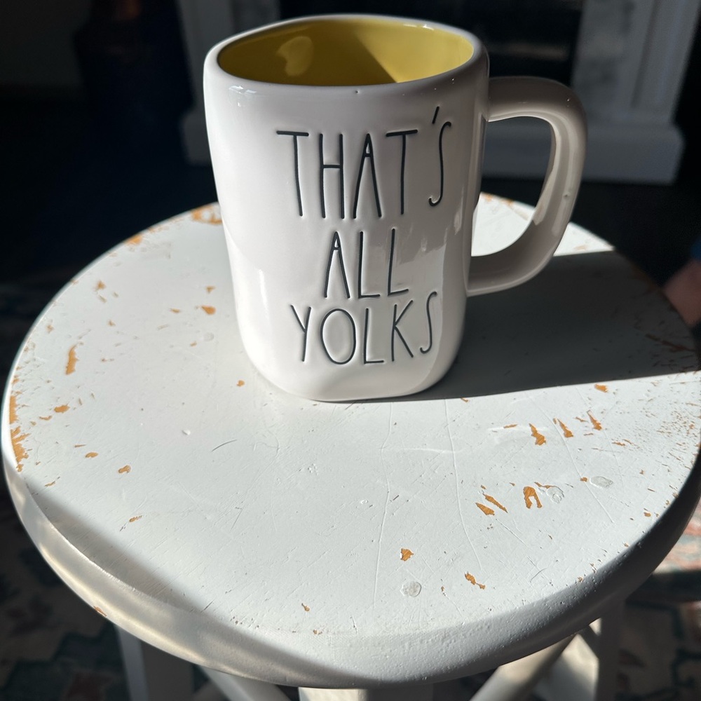 Rae Dunn White and Yellow 'That's All Yolks' Mug